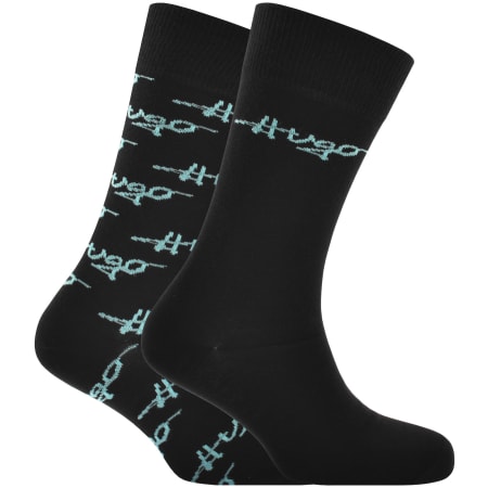 Product Image for HUGO 2 Pack Handwritten Logo Socks Black