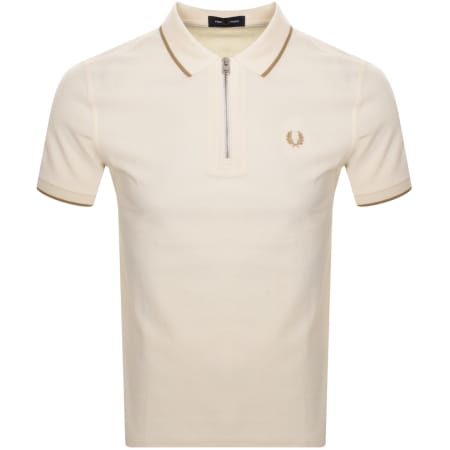 Product Image for Fred Perry Quarter Zip Polo T Shirt Cream