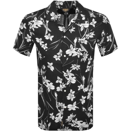 Product Image for Superdry Short Sleeved Print Linen Shirt Black