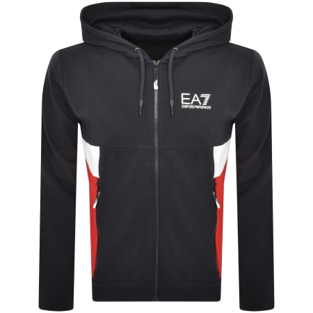 Product Image for EA7 Emporio Armani Full Zip Logo Hoodie Navy