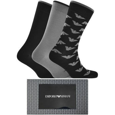 Product Image for Emporio Armani Three Pack Socks Gift Set Black