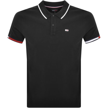 Product Image for Tommy Jeans Slim Flag Polo Shirt Black