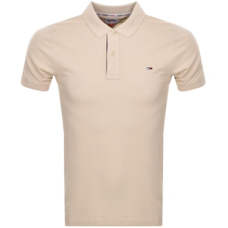 Product Image for Tommy Jeans Slim Fit Placket Polo T Shirt Beige