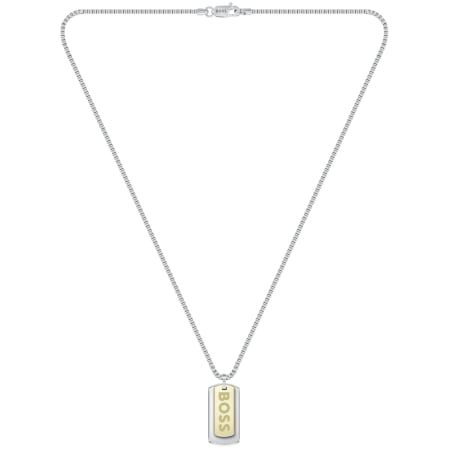 Product Image for BOSS Devon Two Tone Tag Necklace Silver