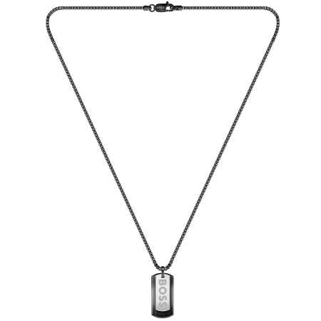 Product Image for BOSS Devon Two Tone Tag Necklace Black