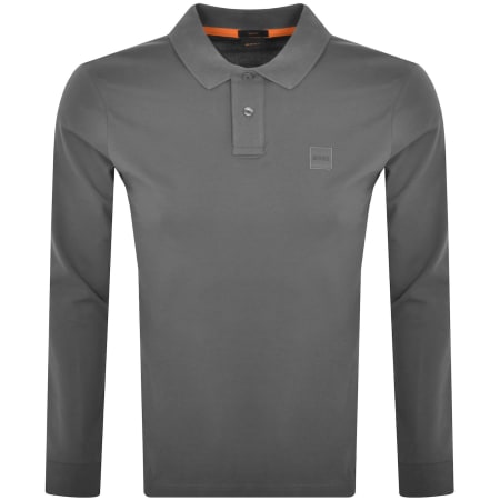 Product Image for BOSS Long Sleeve Passerby Polo T Shirt Grey