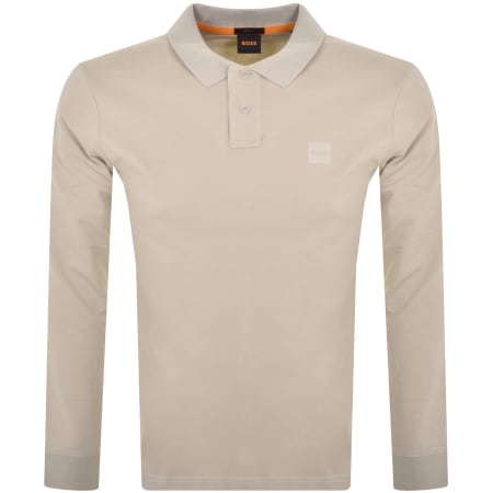 Product Image for BOSS Long Sleeve Passerby Polo T Shirt Beige