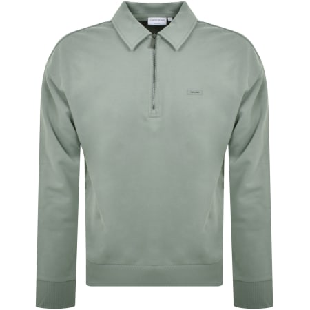 Recommended Product Image for Calvin Klein Comfort Quarter Zip Sweatshirt Green