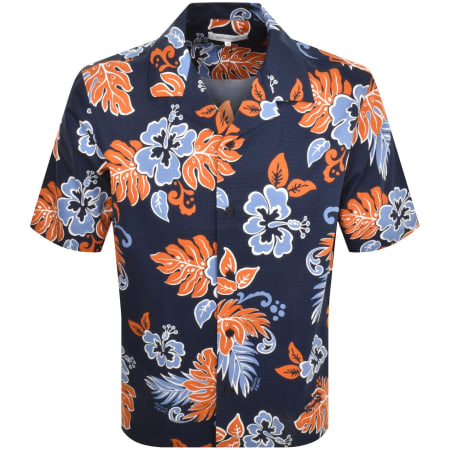 Product Image for Maison Kitsune Short Sleeve Resort Shirt Navy