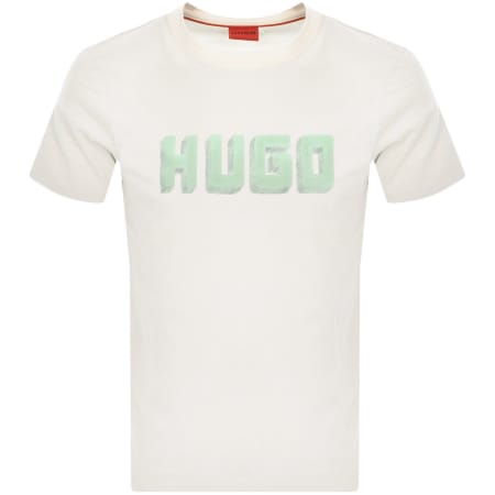 Product Image for HUGO Daqerio Crew Neck Short Sleeve T Shirt Cream