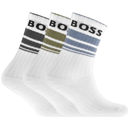 Product Image for BOSS 3 Pack Logo Socks White