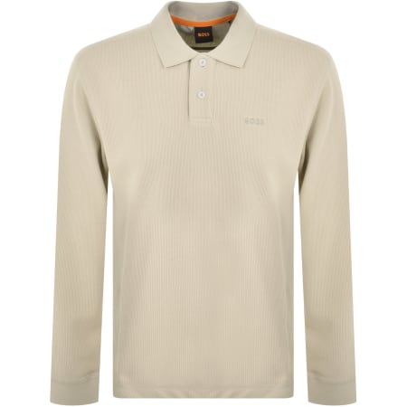 Product Image for BOSS Long Sleeved Polo T Shirt Beige