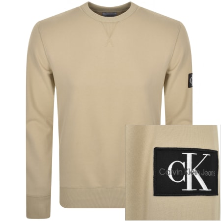 Recommended Product Image for Calvin Klein Jeans Logo Crew Neck Sweatshirt Khaki