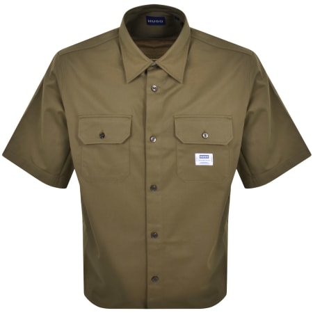 Product Image for HUGO Blue Short Sleeve Ekyno Shirt Green
