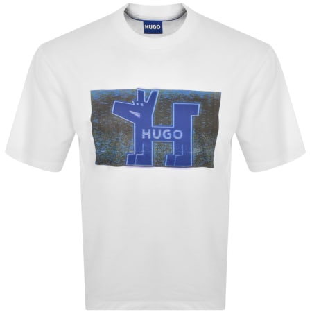 Product Image for HUGO Blue Nedary Crew Neck T Shirt White