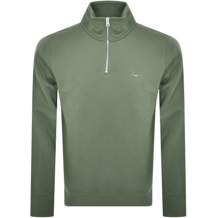 Recommended Product Image for Gant Shield Logo Half Zip Sweatshirt Green