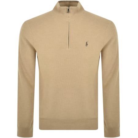 Recommended Product Image for Ralph Lauren Half Zip Knit Jumper Brown