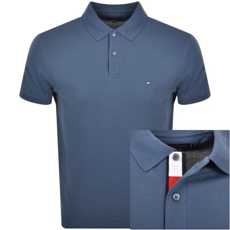 Recommended Product Image for Tommy Hilfiger Flag Placket Polo T Shirt Blue