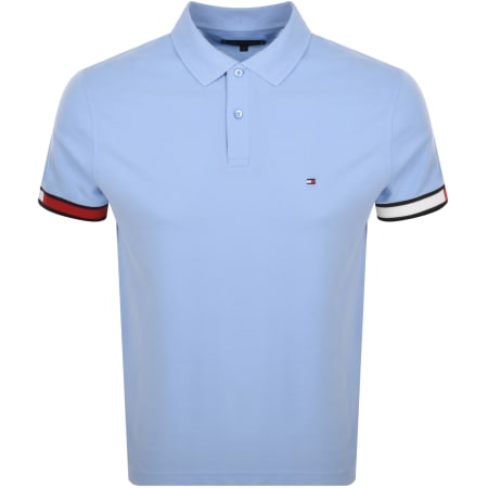 Recommended Product Image for Tommy Hilfiger Flag Cuff Polo T Shirt Blue