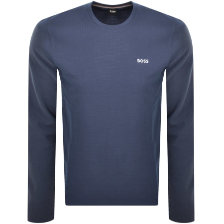 Product Image for BOSS Long Sleeve Waffle T Shirt Blue