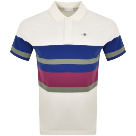 Product Image for Gant Multi Stripe Pique Polo T Shirt Cream