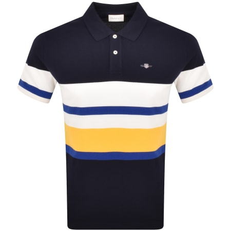Recommended Product Image for Gant Multi Stripe Pique Polo T Shirt Navy