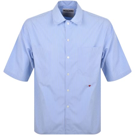 Product Image for Moschino Short Sleeve Striped Poplin Shirt Blue