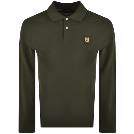 Product Image for Belstaff Logo Long Sleeve Polo T Shirt Green
