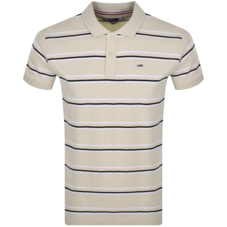 Product Image for Tommy Jeans Stripe Polo T Shirt Beige