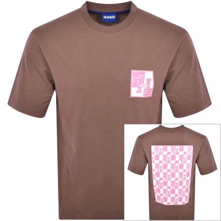 Product Image for HUGO Blue Nabric Crew Neck T Shirt Brown
