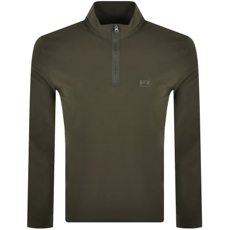 Product Image for CP Company Quarter Zip Polo T Shirt Green