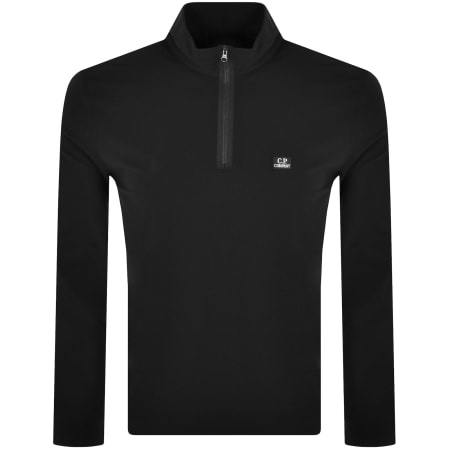 Product Image for CP Company Quarter Zip Polo T Shirt Black