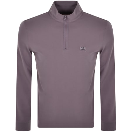 Product Image for CP Company Quarter Zip Polo T Shirt Purple