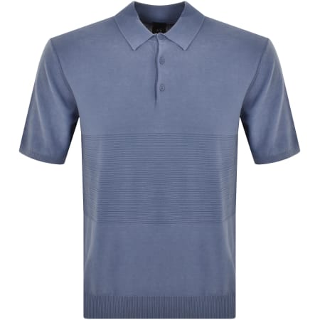 Product Image for Armani Exchange Logo Knit Polo T Shirt Blue