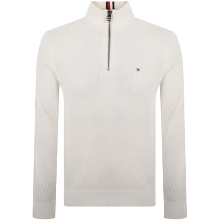 Product Image for Tommy Hilfiger Waffle Quarter Zip Jumper White
