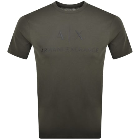 Product Image for Armani Exchange Crew Neck Logo T Shirt Khaki