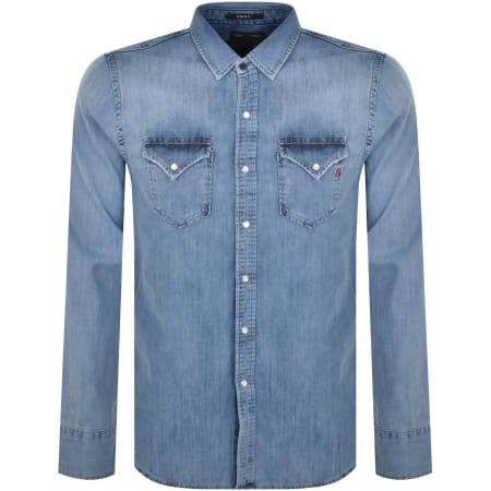 Product Image for Replay Denim Look Long Sleeved Shirt Blue