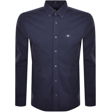 Product Image for Gant Regular Jersey Pique Long Sleeved Shirt Navy