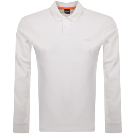 Product Image for BOSS Interlock Long Sleeved Polo T Shirt White