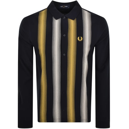 Product Image for Fred Perry Long Sleeved Stripe Shirt Navy