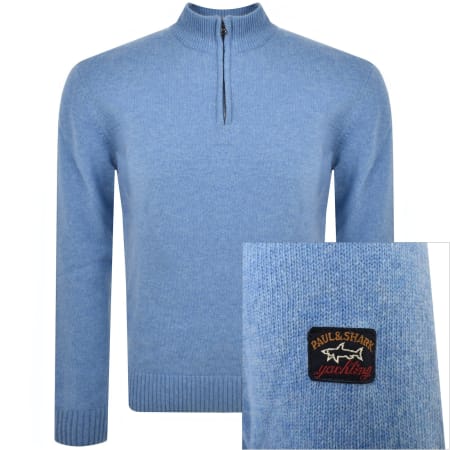 Paul And Shark Wool Moon Badge Jumper Blue Mainline Menswear