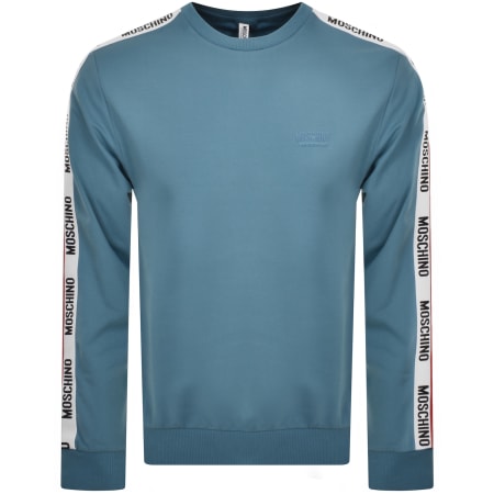 Blue moschino sweatshirt cheap