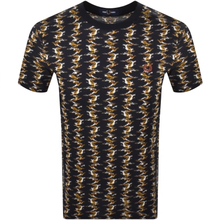 Product image for Fred Perry Abstract Print Pique T Shirt Navy