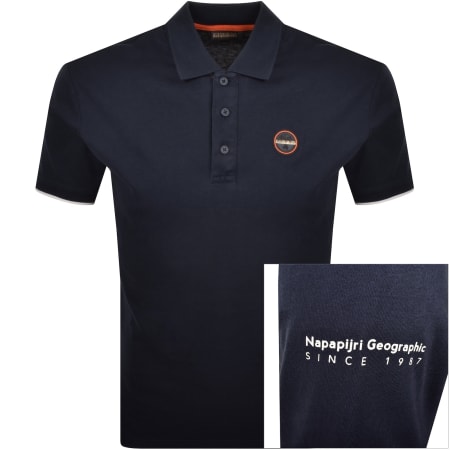 Product image for Napapijri E Badge Short Sleeve Polo T Shirt Navy