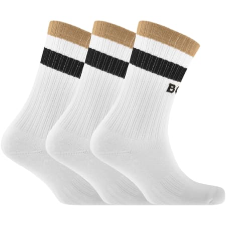 Product image for BOSS 3 Pack Ribbed Iconic Socks White