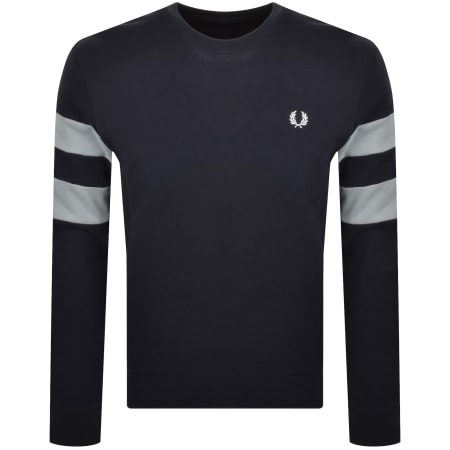 Product image for Fred Perry Tipped Sleeve Sweatshirt Navy