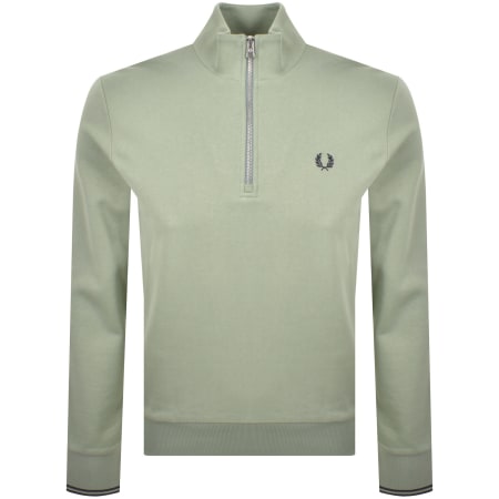 Product image for Fred Perry Half Zip Sweatshirt Bayleaf Green