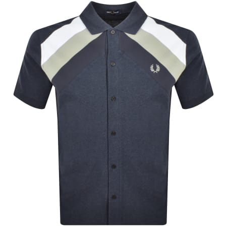 Product image for Fred Perry Striped Panel Polo T Shirt Navy