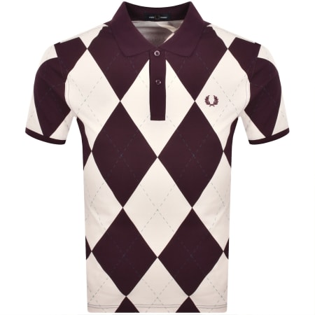 Product image for Fred Perry Argyle Print Polo T Shirt Ecru