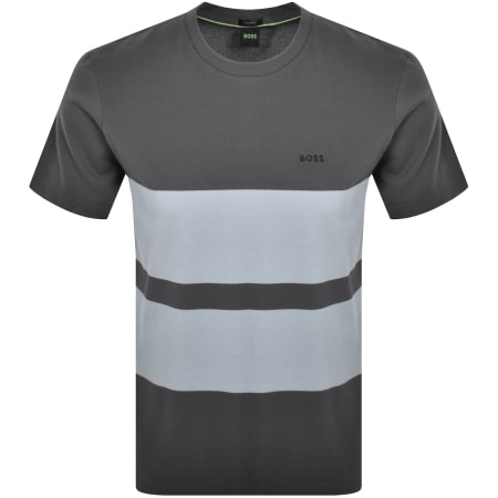 Product image for BOSS Stripe Zone Pique T Shirt Dark Grey